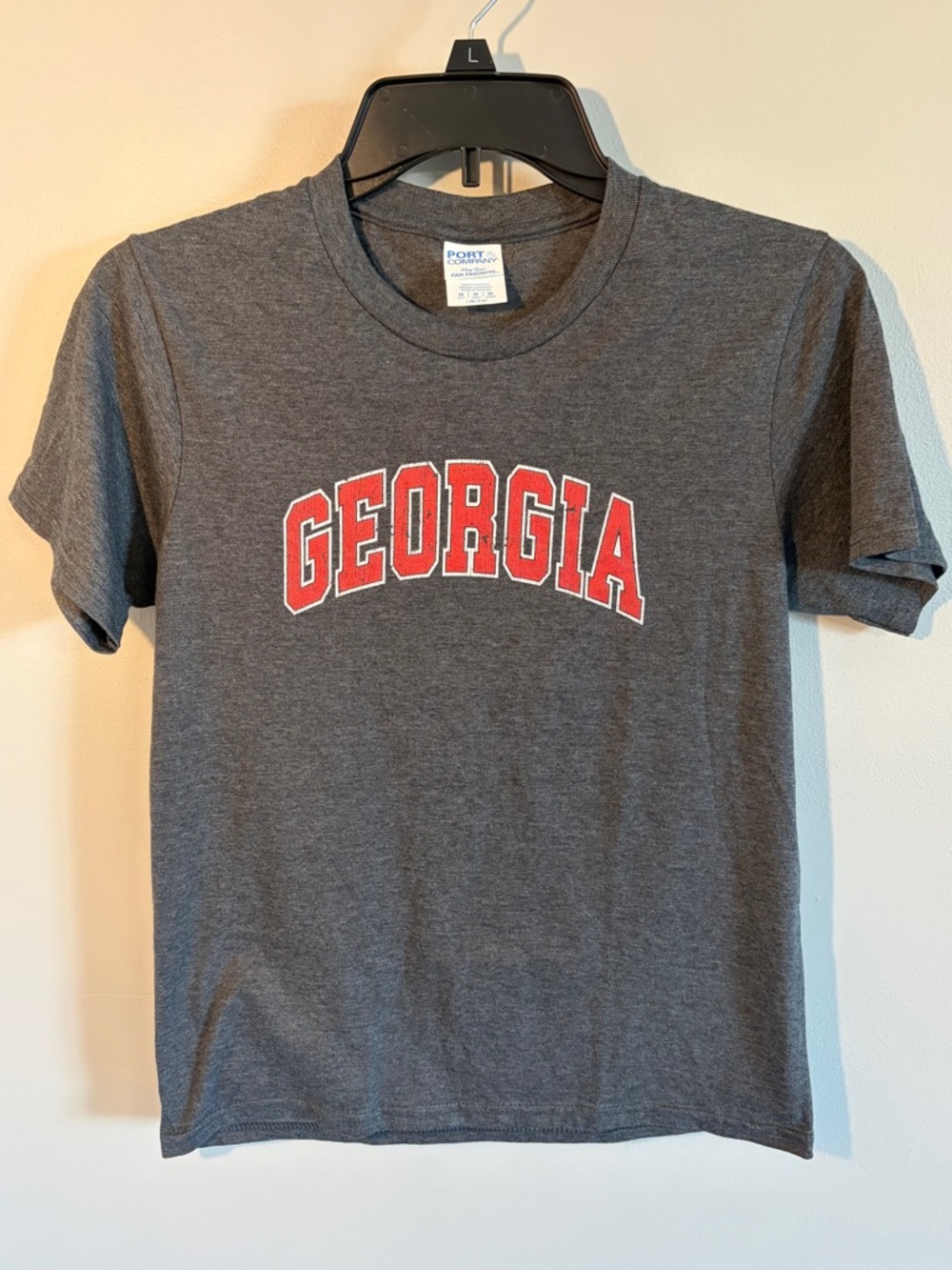Georgia Bulldogs Port and Company Gray Tee with Red Medium